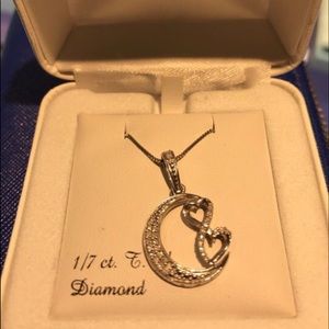 Moon and heart necklace